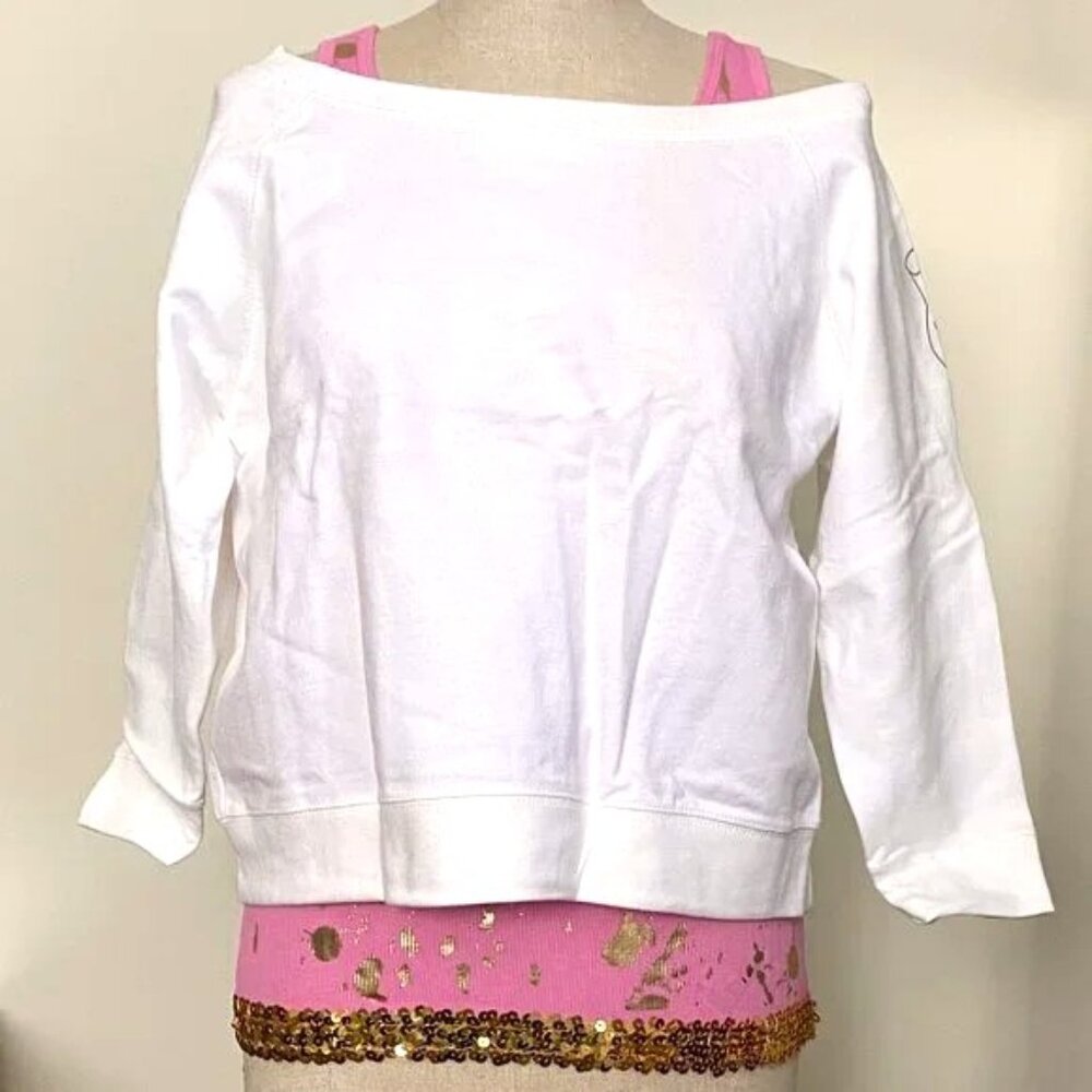 Silver for Her- Belafigura- White Off-The-Shoulder Sweatshirt